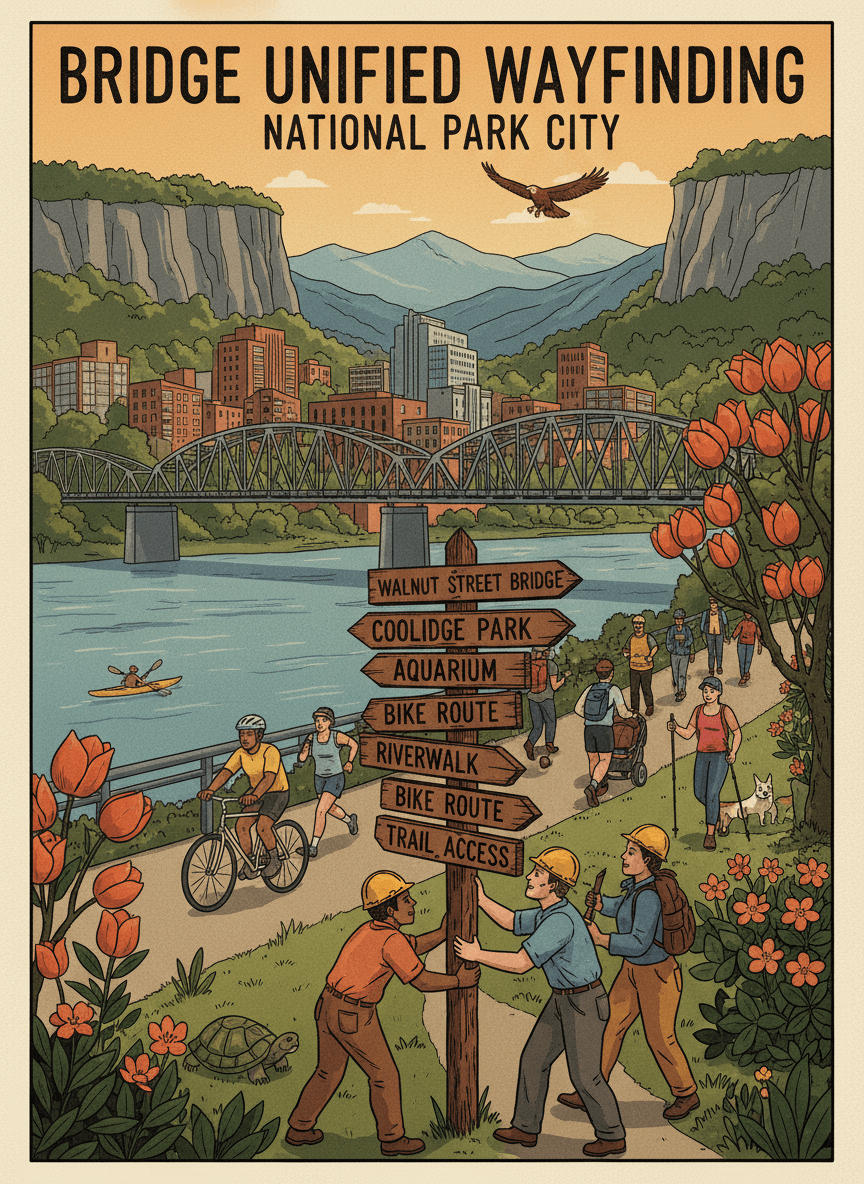 Riverwalk / Walnut Street Bridge Unified Wayfinding